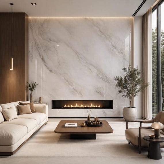 Marble Look Slab for Accent Wall. Personalised panels Made in Italy. Carrara Superiore ARKdeko.