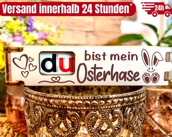 Frohe Ostern Osterhase  - gravierte Geschenkbox inkl. Duplo Schokoriegel kleine Aufmerksamkeit