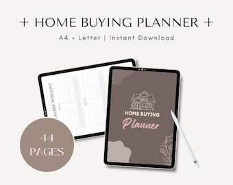 Home Buying Planner | Printable House Hunting Organizer & Mortgage Tracker | First-Time Buyer Checklist Budget Planner