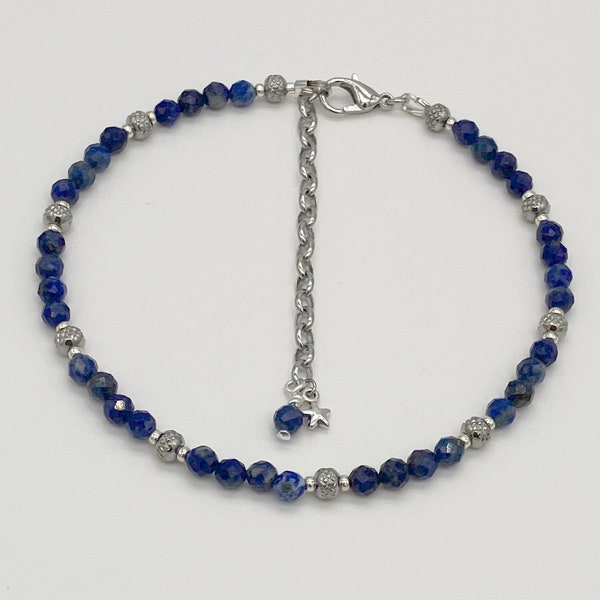 Bracelet de cheville en pierres naturelles Lapis-Lazuli