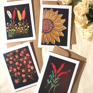 Set of four (4) Greeting cards for any occasion, Art Print cards, birthday cards, Valentine cards, graduation cards, and anniversary cards.