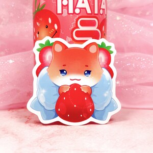 Cute fox stickers | Strawberry stickers | Kitsune stickers