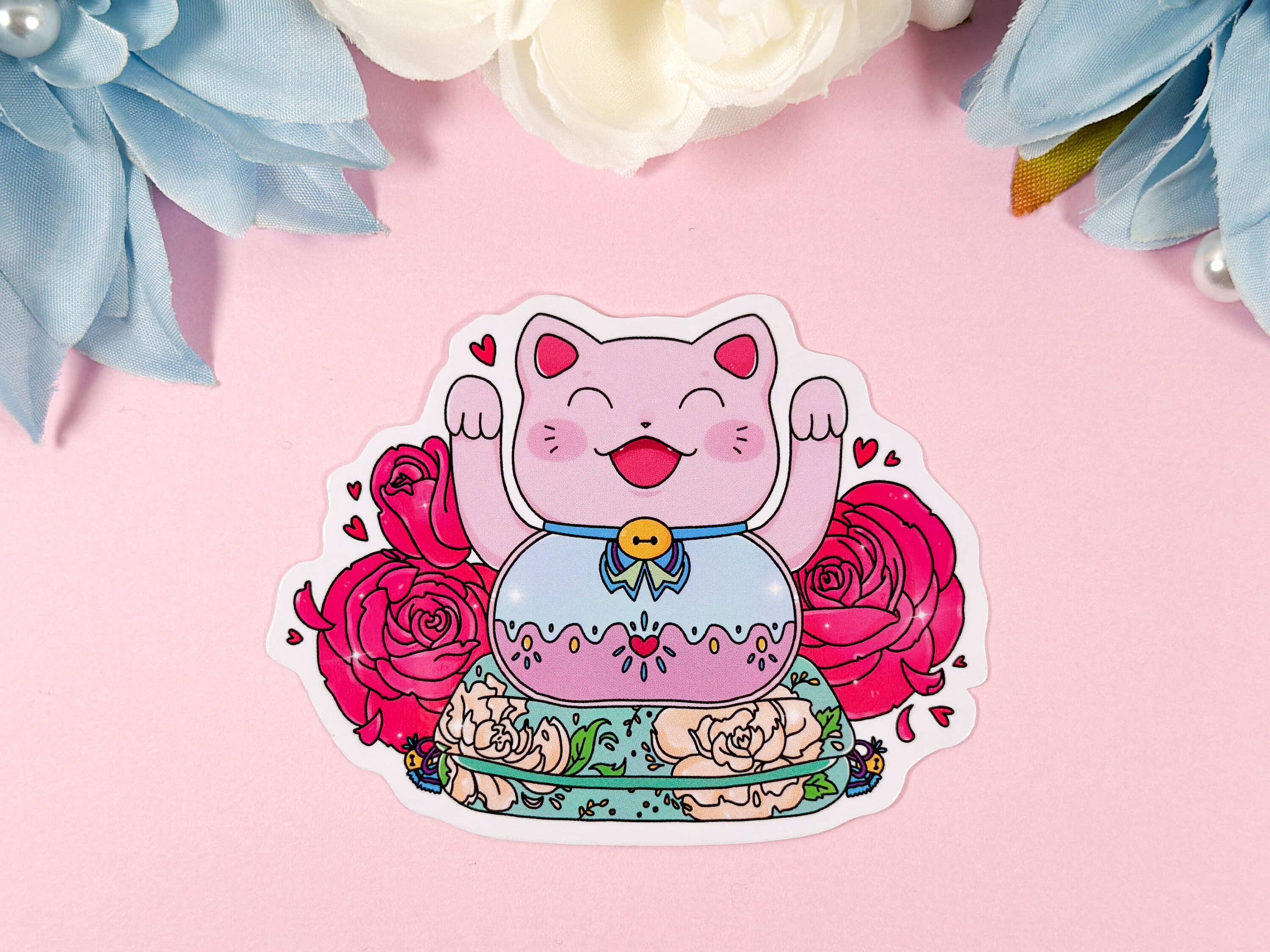 Stickers Maneki Neko Cute Japanese Cat Stickers Die Cut Etsy