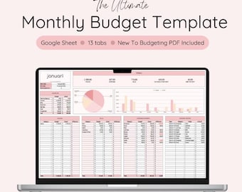 Monthly Budget Template Google Sheets – 12 Tabs, Auto Calculations, Digital Planner PDF - Budgeting Spreadsheet - Personal Finance Template