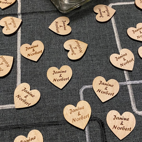 50 scattered decorations wooden heart personalized wedding engagement table decoration birthday