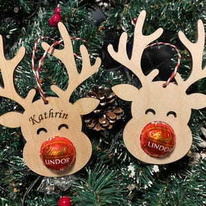 Personalisierte Rentier Geschenkanhänger, Gastgeschenk, Baumschmuck, Weihnachtskugel, Weihnachtsdeko, Mitbringsel