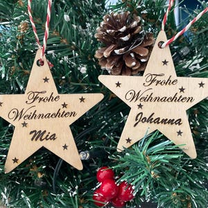 Personalisierte Geschenkanhänger Weihnachtsstern mit Name, Gastgeschenk, Baumschmuck, Weihnachtskugel, Weihnachtsdeko, Platzkarte, Tischdeko