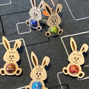Personalisierter Osterhase, Osterdekoration, Geschenkanhänger, Gastgeschenk, Osterschmuck, Osterzweig, Osternest, Schokoladenhalter.