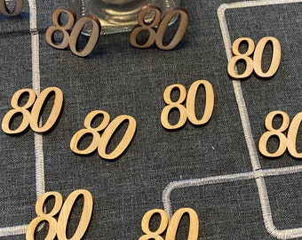 Scatter decoration 80th birthday, wood, number, table decoration