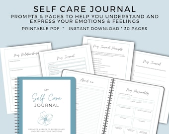 Self Care Journal Prompts, Daily Mindfulness Practice Worksheets, Mental Health Planner, Self Help Therapy Questions, Digital Download