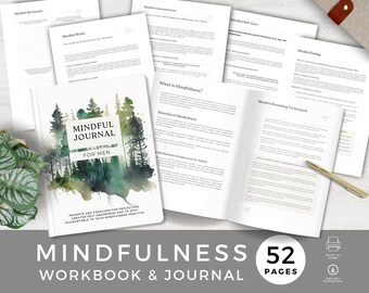 Mindfulness Workbook for Men, Self Care & Wellbeing Planner, Journaling Prompts, Mindful Eating,  Communication Worksheets , Mental Health