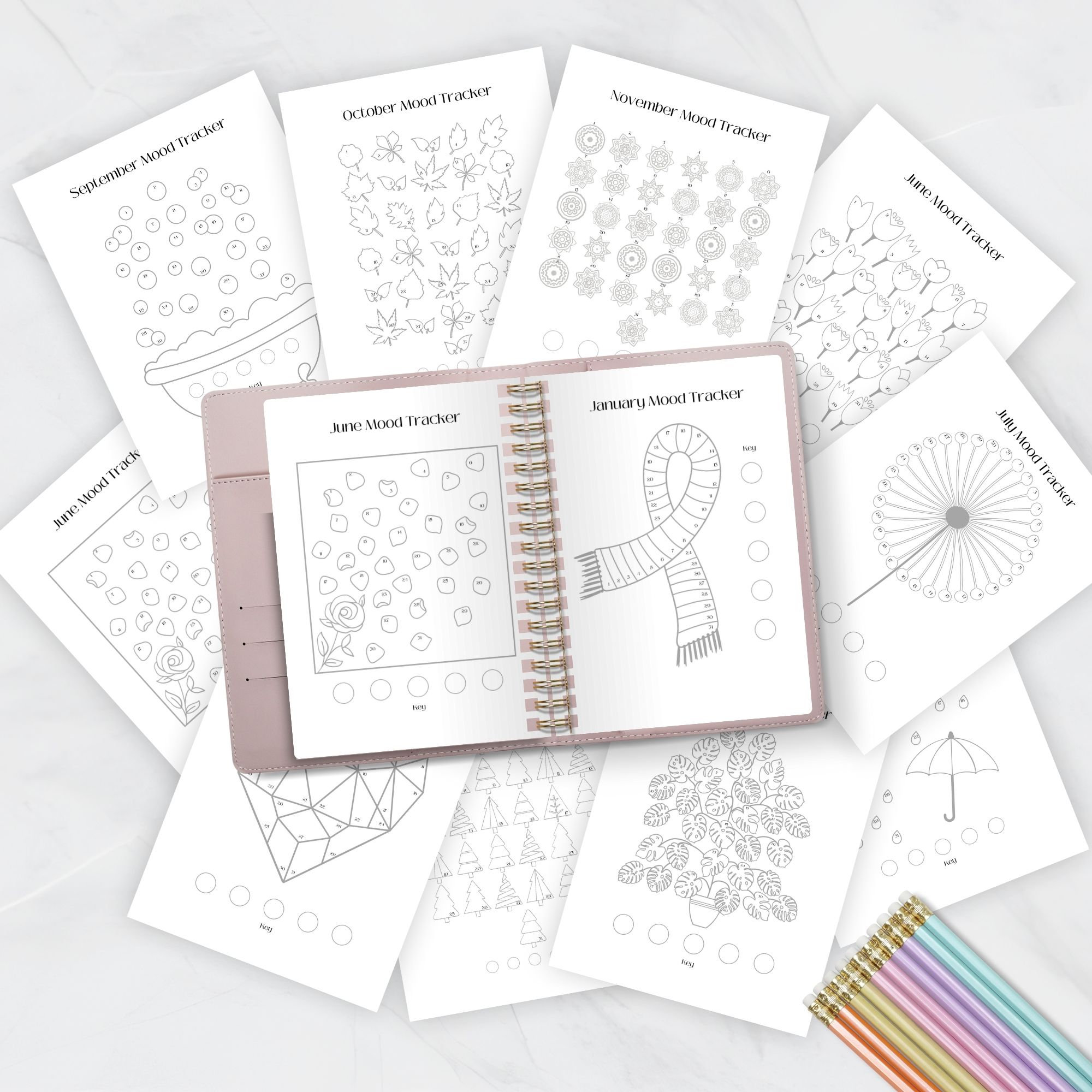 June Mood Tracker Journal Page Printable PDF Coloring Pages - Etsy