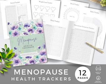 Health Trackers for Menopause, Symptoms & Sleep Log, Mood and Gratitude Journal, Weight Loss Goals, Perimenopause, Digital, ABF