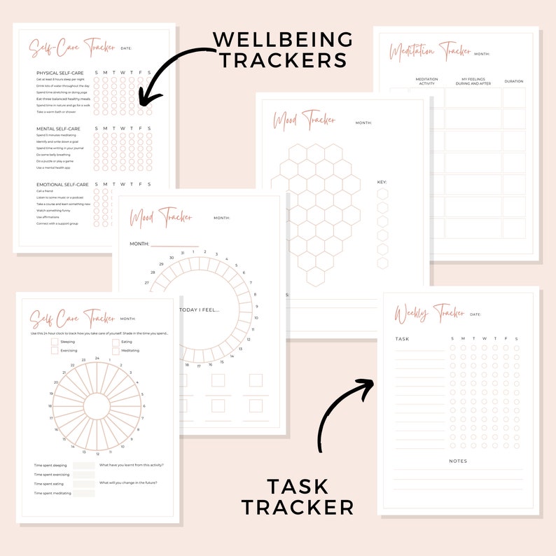 Health Trackers, Printable, Symptoms, Periods, Mood, Sleep, Habits ...
