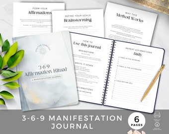 369 Guided Manifestation Journal, Manifest Goals through Affirmations, Manifesting Workbook, Law of Attraction, Daily Practice, Digital