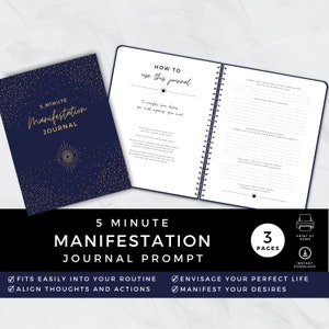 Five Minute Journal for Manifestation, Printable PDF, Manifest Goals, Manifesting Prompt, Law of Attraction, Daily Guided Practice, Digital