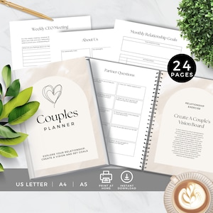 Couples Planner, Relationship Goals Journal, Date Night Activity, Marriage Self Help Therapy, Vision Worksheets, Printable PDF, Digitial