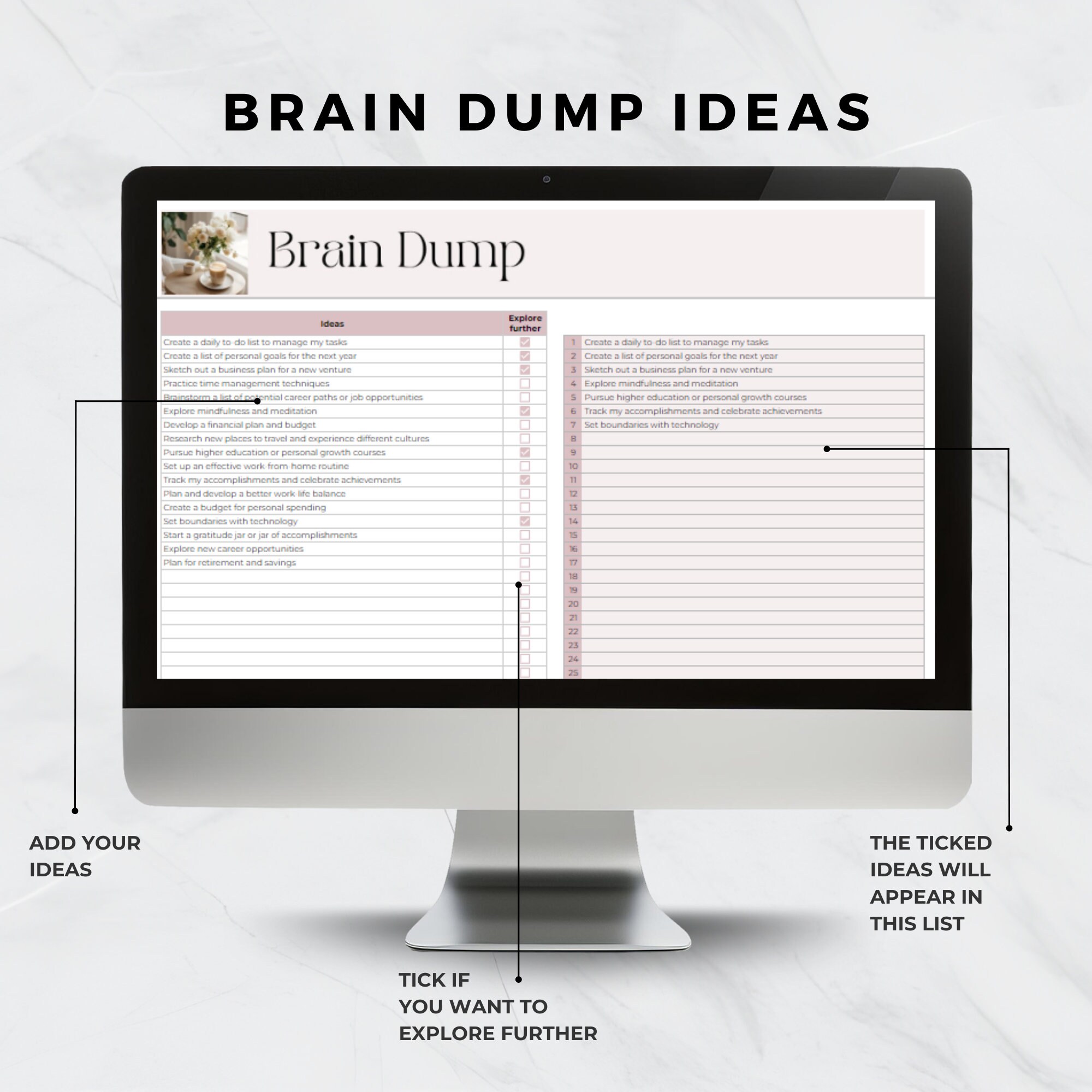 Decision Matrix Google Sheets, Eisenhower Priority Template, Brain Dump ...