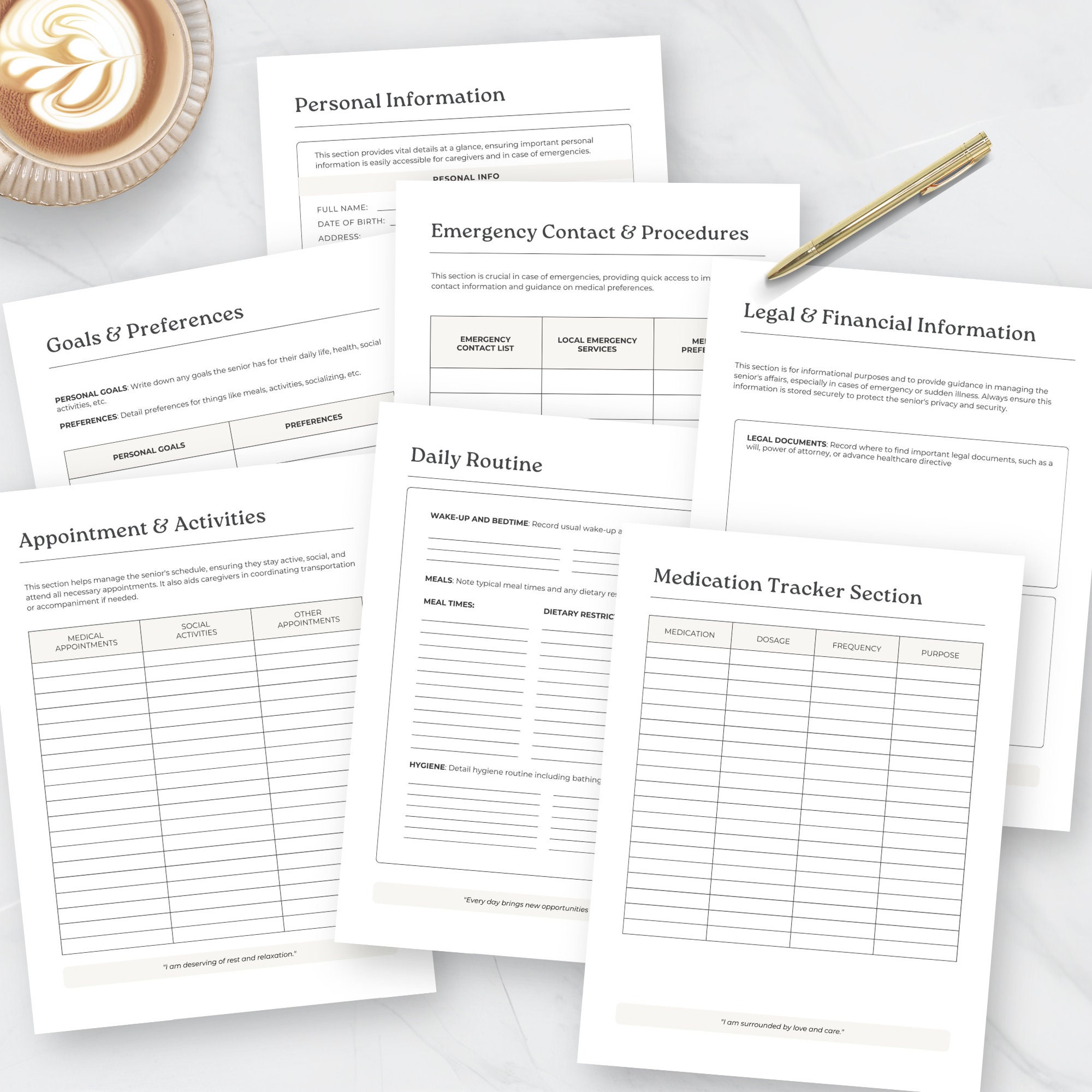 Senior Care Checklist &amp; Planner, Elderly Support Template, Caregiver ...