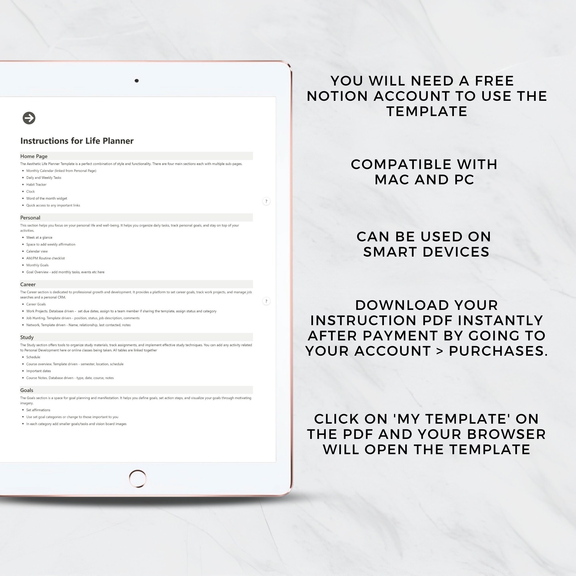 Notion Life Planner Template, Simple Aesthetic, All in One Personal