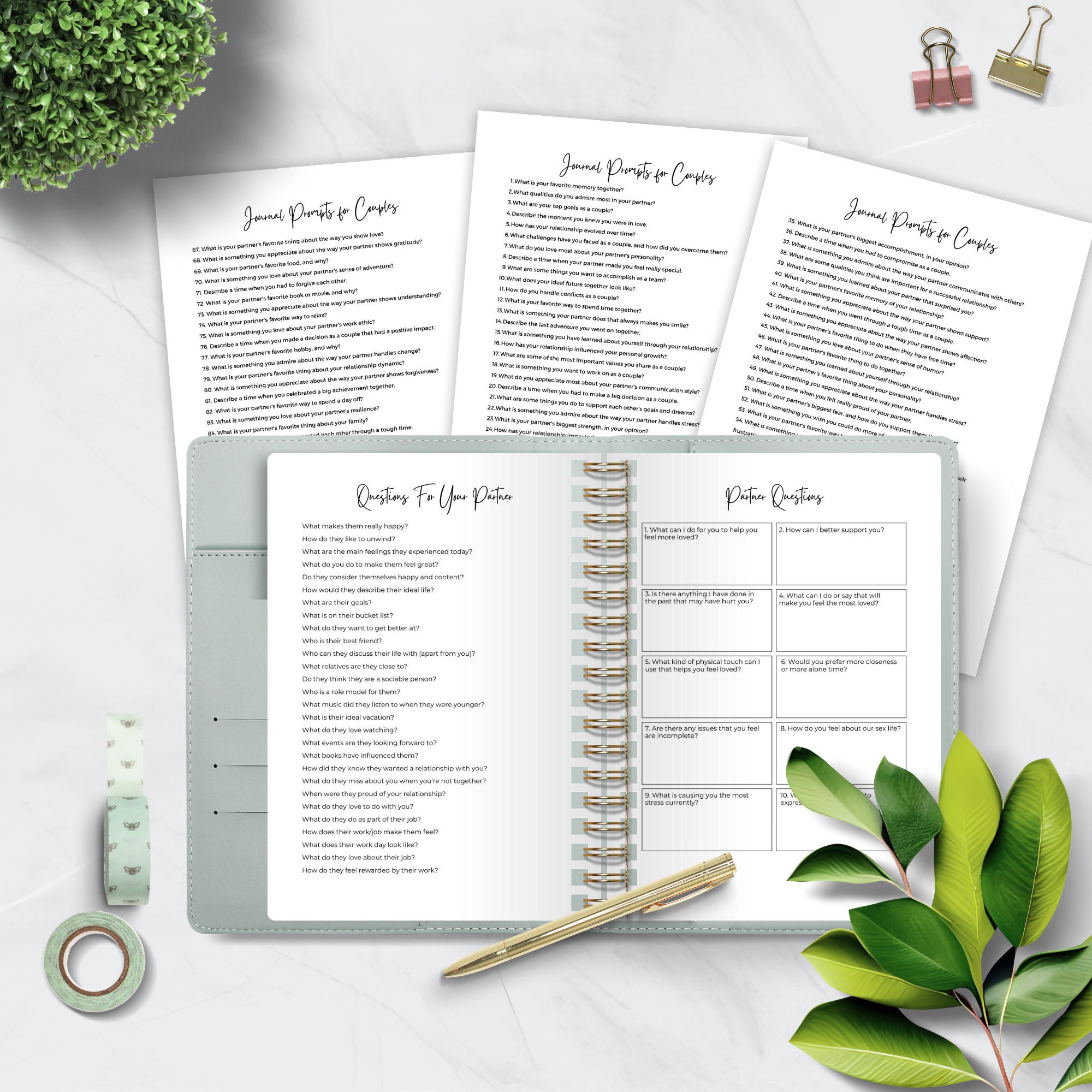 Couples Journal With Prompts and Questions, Relationship Therapy ...