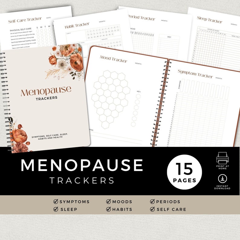 Health Trackers, Printable, Symptoms, Periods, Mood Journal, Sleep Log ...