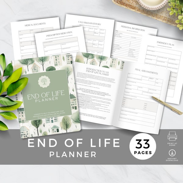 End Of Life Planner For Family, What If Organizer, Just in Case Binder, Medical History, Wishes Template, Final Arrangement, Digital Journal