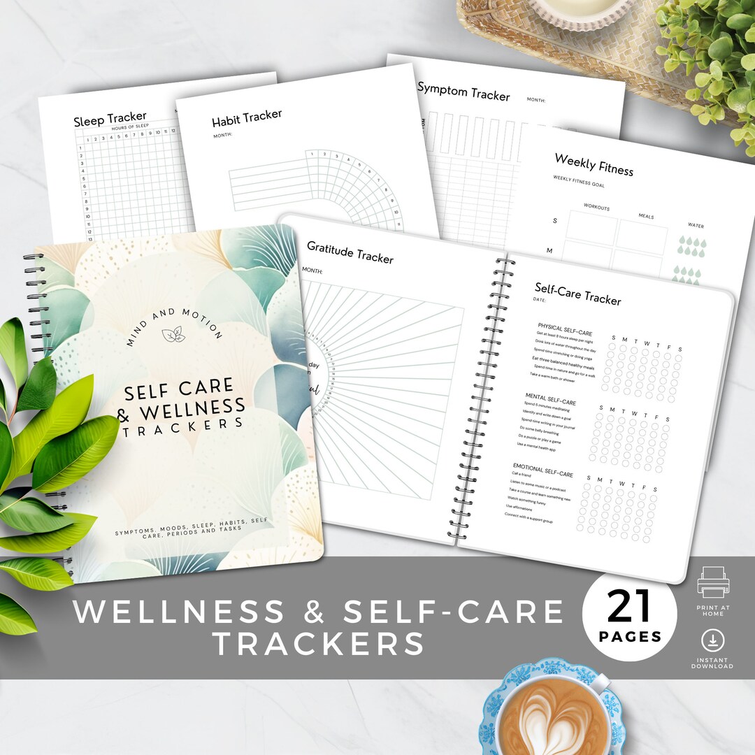 Wellness Tracker Bundle Health Self Care, Wellbeing Checklist & Planner ...