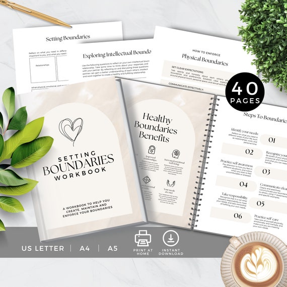 Boundary Worksheets, Setting Boundaries Workbook, Couples & Relationship Therapy, Personal Space, Self Esteem Journal, Printable PDF