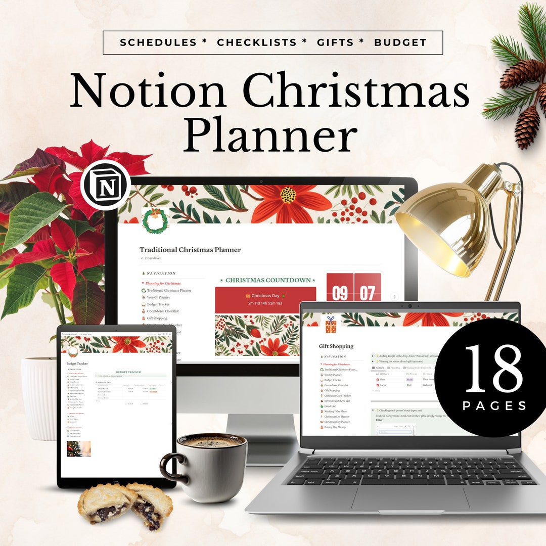 Christmas Planner Notion Template, Digital Holiday Gift & Budget ...