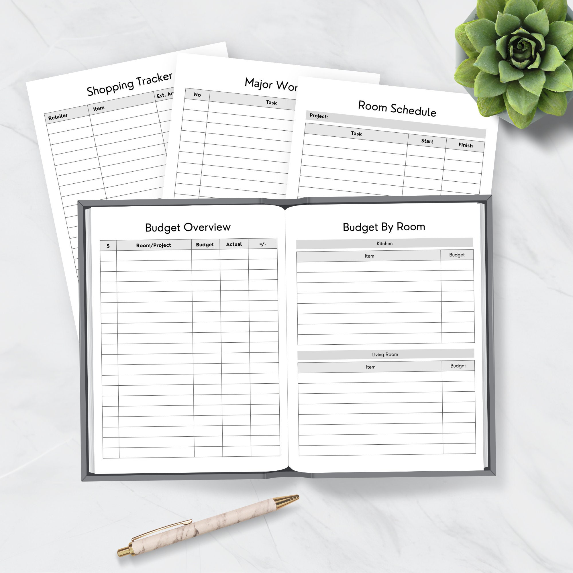 Home Renovation Organizer, Remodel Planner, Budget and Expenses Tracker ... - Home Renovation Timeline Organizer