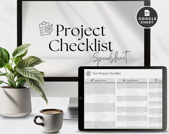 Project Checklist Template Google Sheets, Management Planner Spreadsheet, Task Action Tracker, To Do List Schedule, Digital Planning Tool