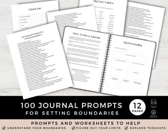 Journal Prompts for Boundaries, Printable, Start to Journal Guide, Personal Boundary Worksheets, Self Help Therapy, Positive Mindset