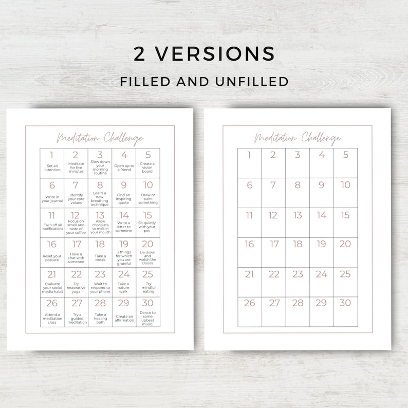 30 Day Meditation Challenge, Printable PDF, Ideas, Journal Template ...