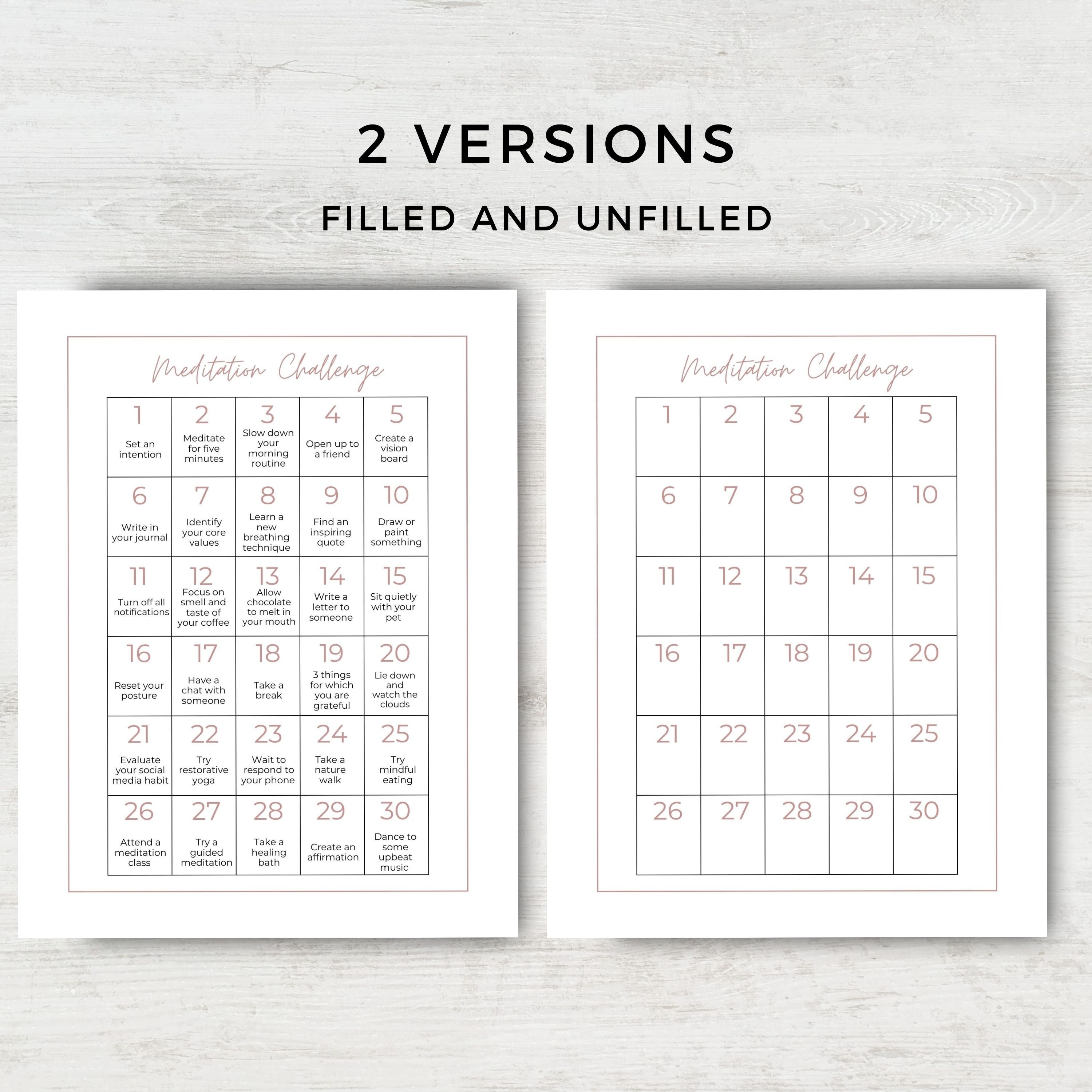 30 Day Meditation Challenge, Printable PDF, Ideas, Journal Template ...