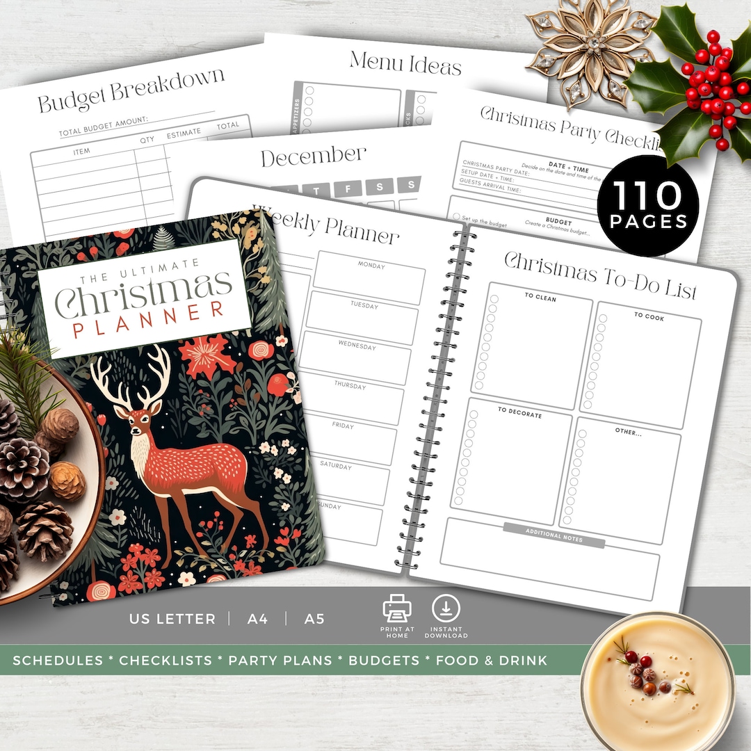 Christmas Planner Printable Deer for Holiday Planning & Organisation