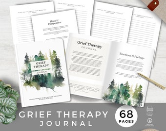 Grief Journal with Prompts for Men, Guided Therapy Journaling, Coping Strategies for Loss, Self Care Planner, Self Help Printable Worksheets