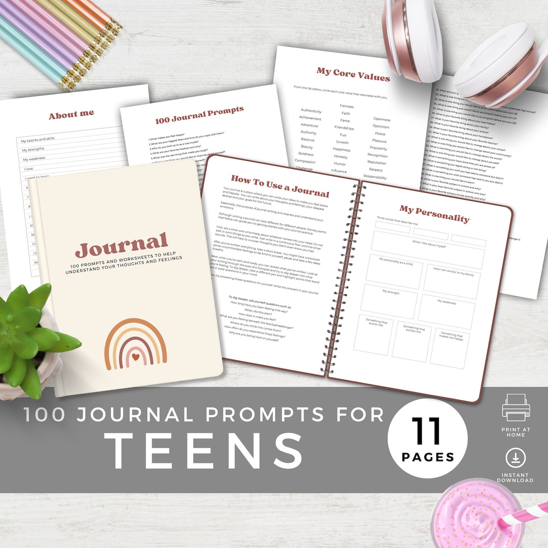 Journal Questions for Teens, Daily Journaling Prompts for Girls