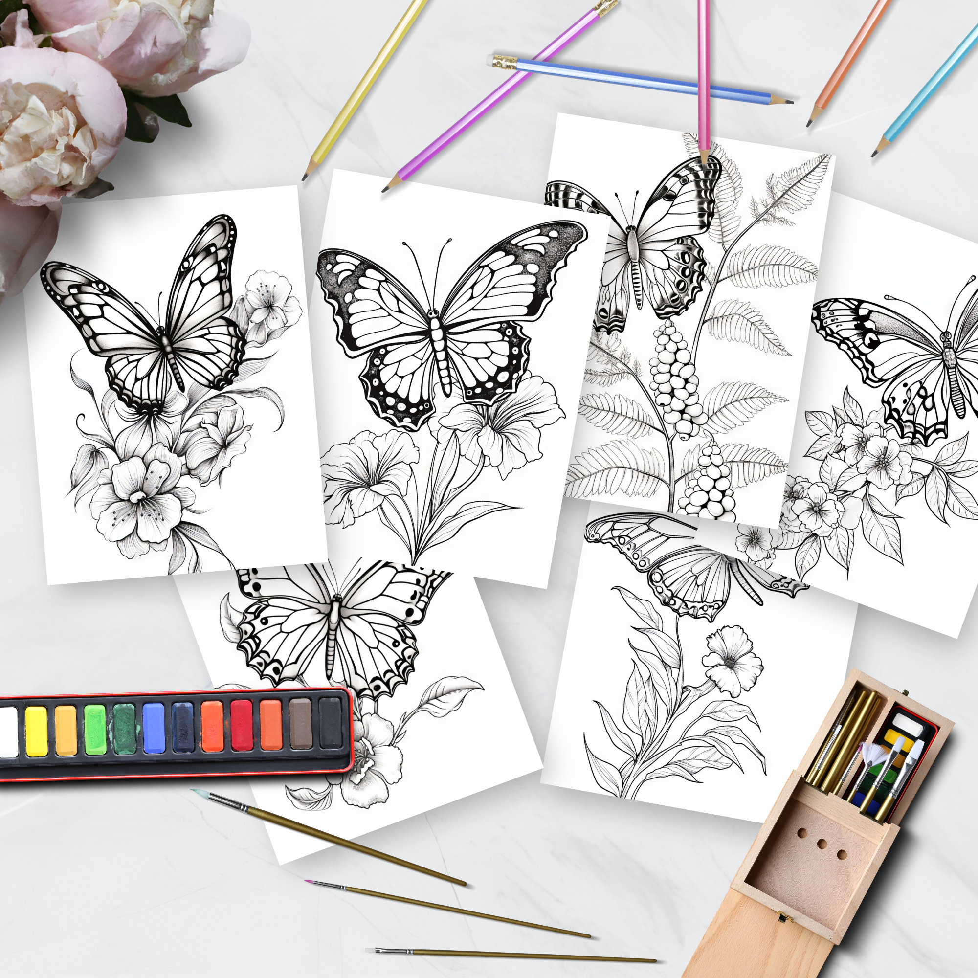 Butterfly Coloring Sheets Printable for Mindfulness and Relaxation