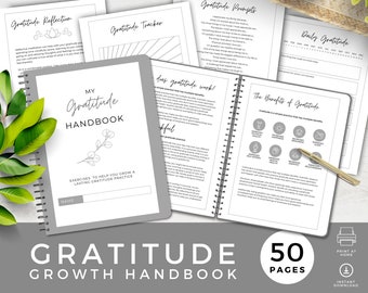 Gratitude Growth Journal, Daily Practice & Exercises for Self-Reflection and Mindfulness, Wellbeing eBook, Gratitude Trackers, Digital, PDF