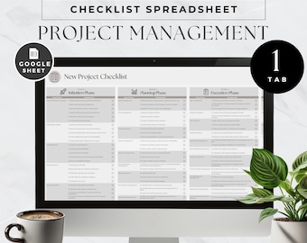 Project Checklist Template Google Sheets, Spreadsheet Management Planner, Task Action Tracker, To Do List Schedule, Digital Planning Tool