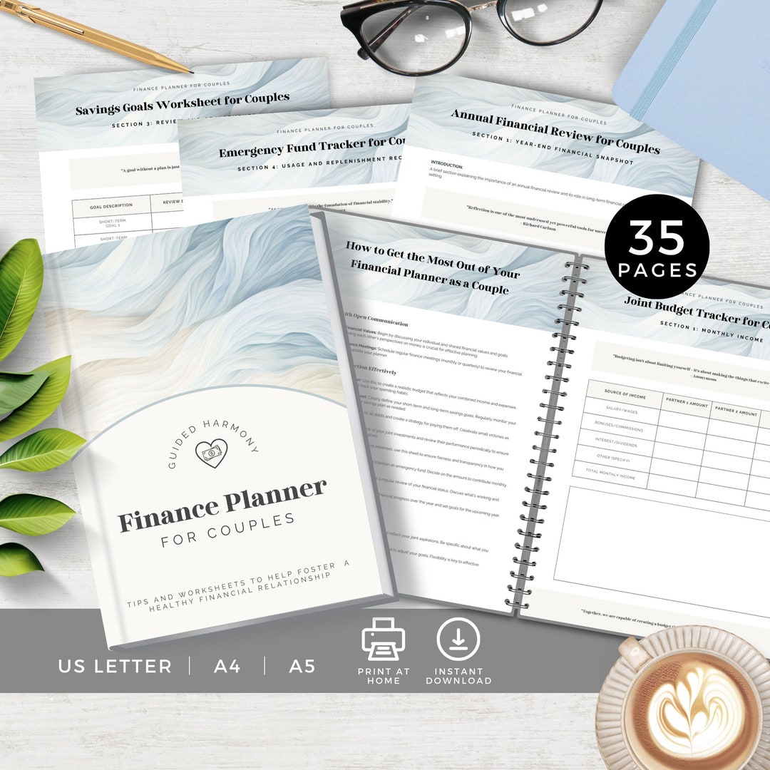 Finance Planner for Couples, Paycheck Income Budget, Savings Tracker