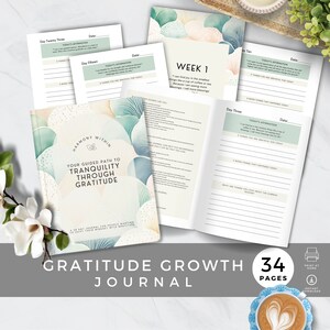 Dankbarkeits-Journal fordert Pdf auf, 5-Minuten-Journal für Wachstum, positive Affirmationen, Herausforderung für Achtsamkeit, Selbstfürsorge und Wohlbefinden