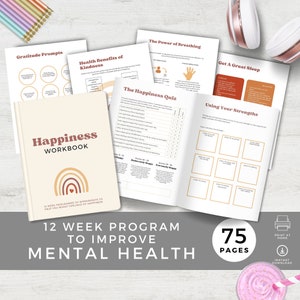 Psychische Gesundheit Arbeitsbuch für Jugendliche, Selbstwertgefühl Journal, Teenager Positive Mindset Planer, Angst Arbeitsblätter, druckbare PDF, Digital, Boho
