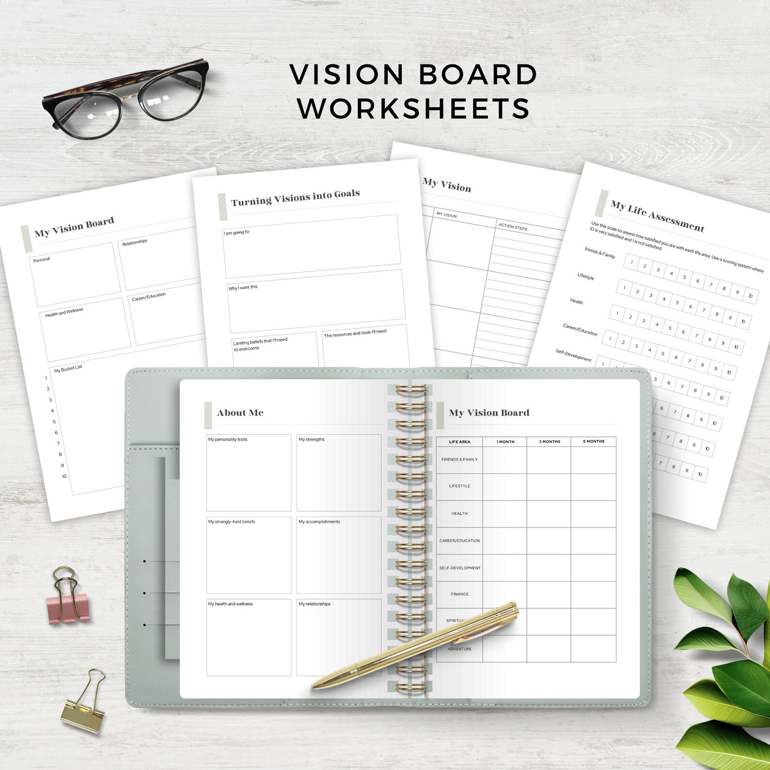 SMART Goal Planner Task Manager, Goals Setting Action Planning, Wheel ...