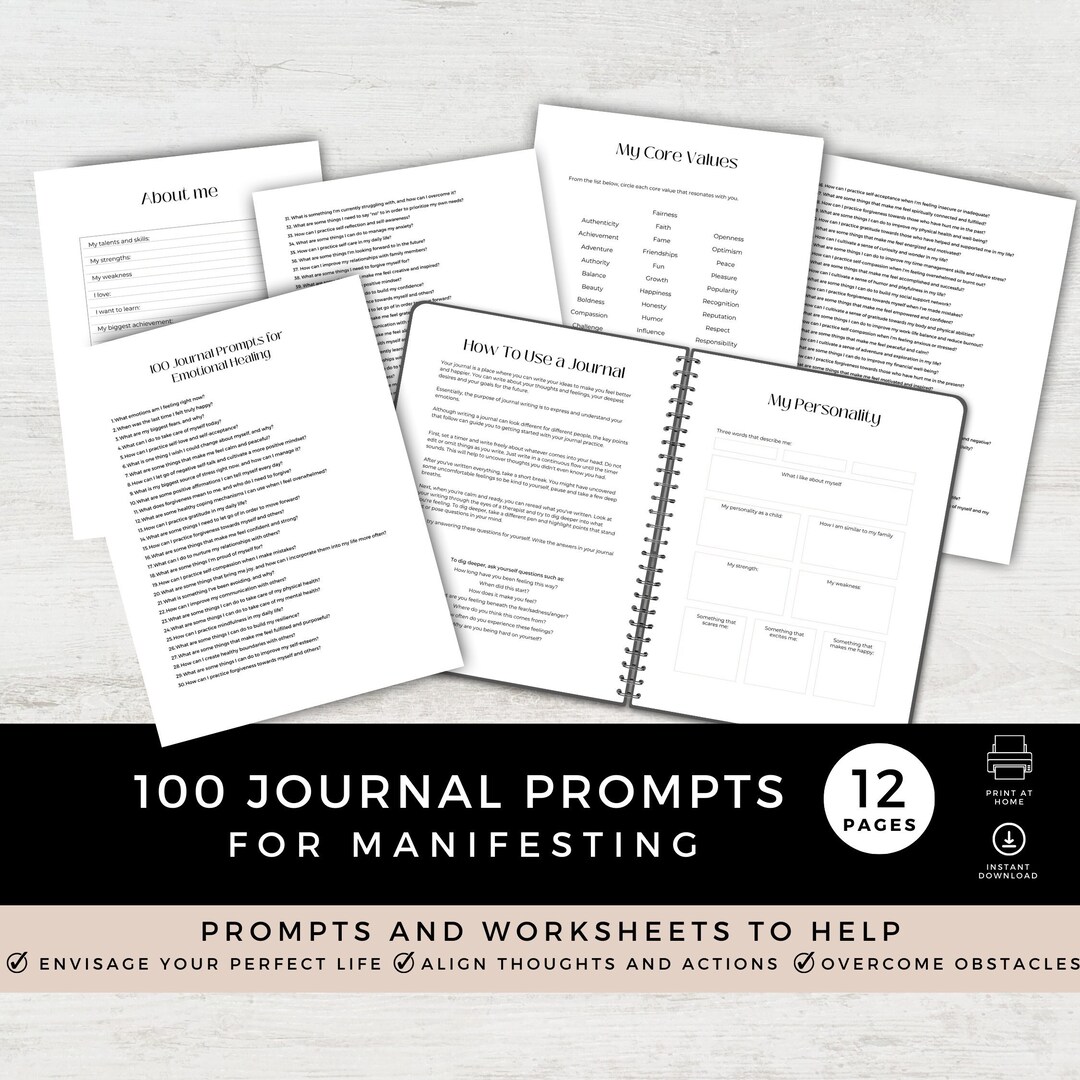 Journal Prompts for Manifesting, Manifestation Journaling, Law of Attraction, Level 10 Life ...