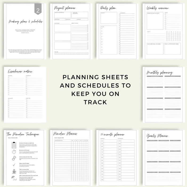 Productivity Planner, Goal Setting Tracker, Time Management Worksheets ...