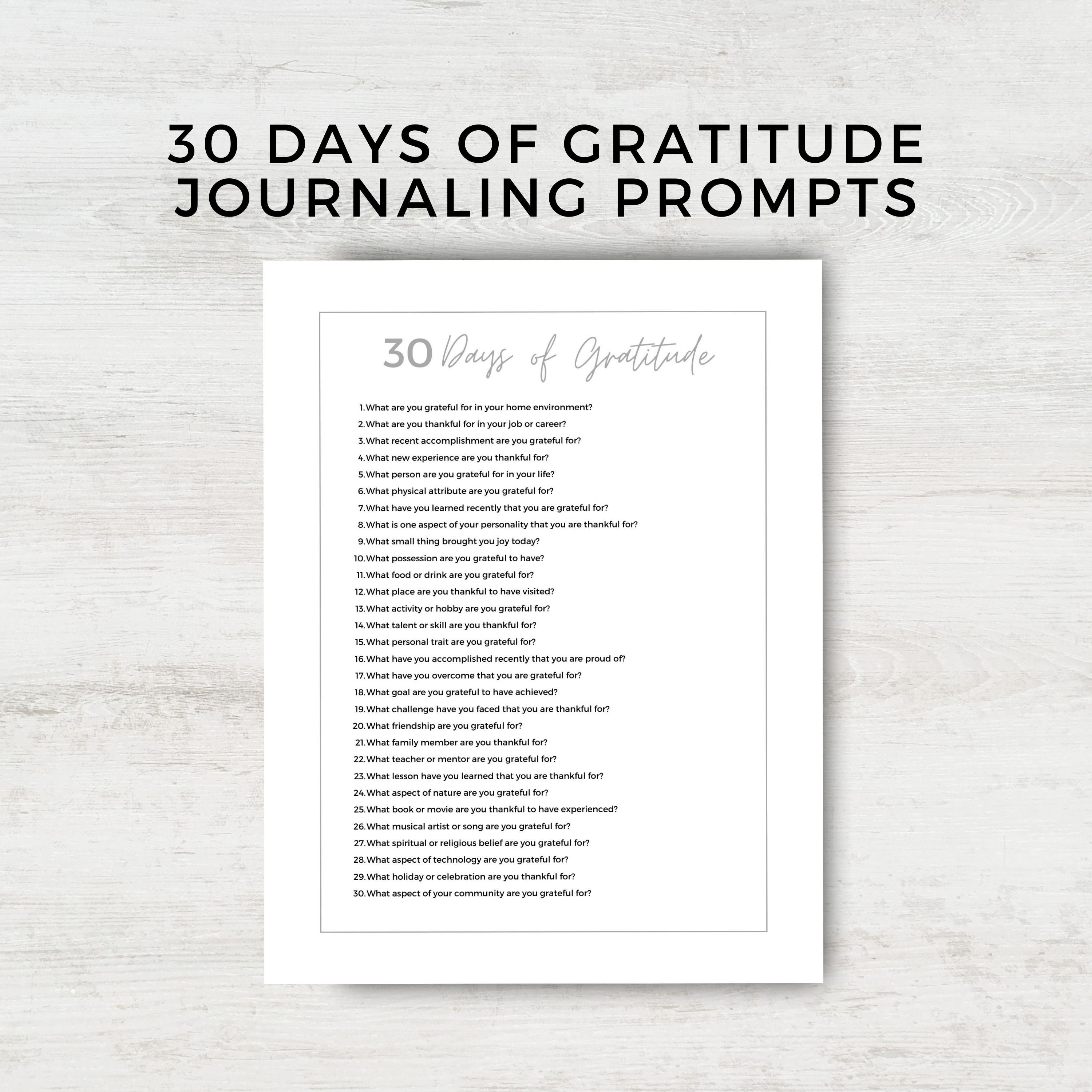 30 Day Gratitude Journal Printable PDF Daily Challenge - Etsy
