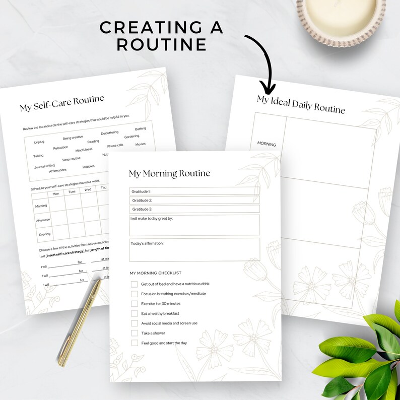 Menopause Self Care Workbook, Printable PDF, Self-Care Ideas, Routines and Checklists, Perimenopause Journal, Wellbeing Worksheets, Digital image 5