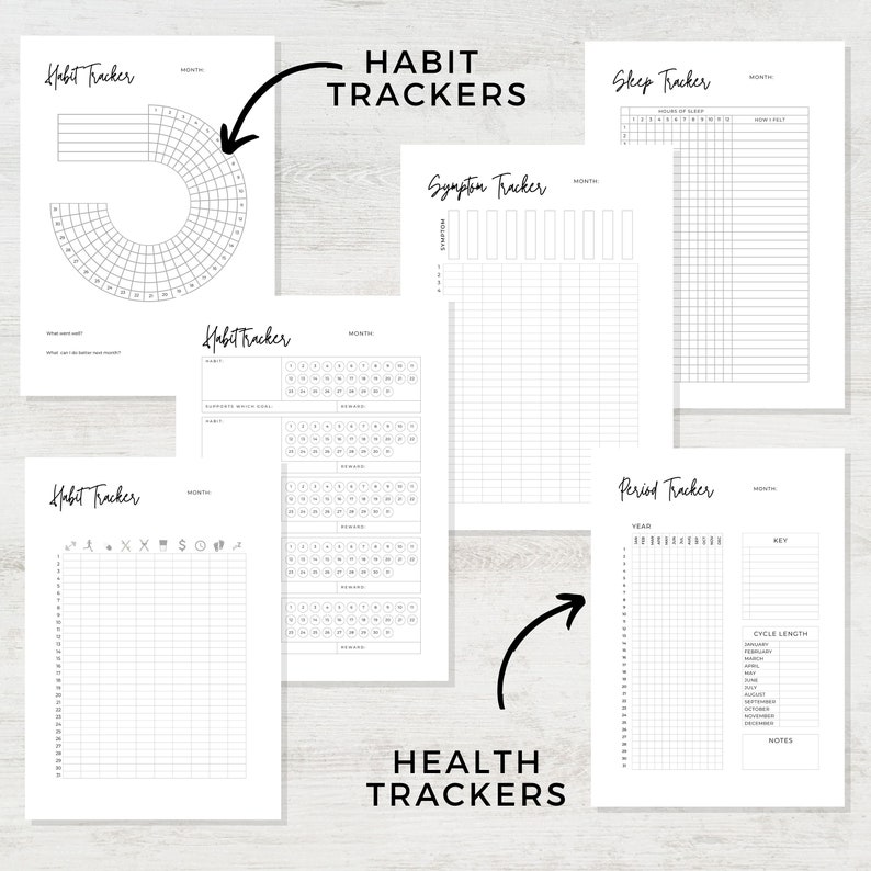 Printable Health Trackers for Menopause Symptoms, Periods, Mood, Sleep, Habits, Self Care, Anxiety Planner, Perimenopause Log, Digital image 2